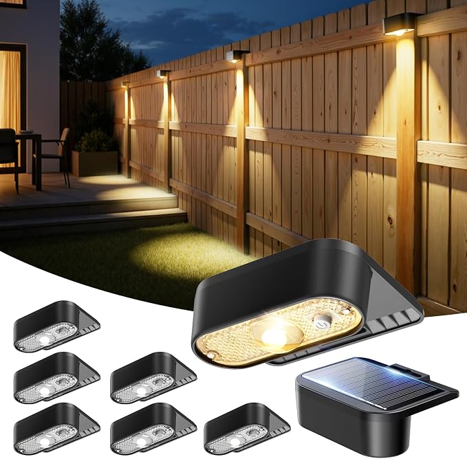 JOFIOS Solar Deck Lights Outdoor 8 Packs, 3000/4000/6000K 3 Modes, Solar Fence Lights outdoor Waterproof, Solar Step Lights for outsidefor Deck, Stair, Step, Fence, Wall, Patio, Yard, Pool and Pathway