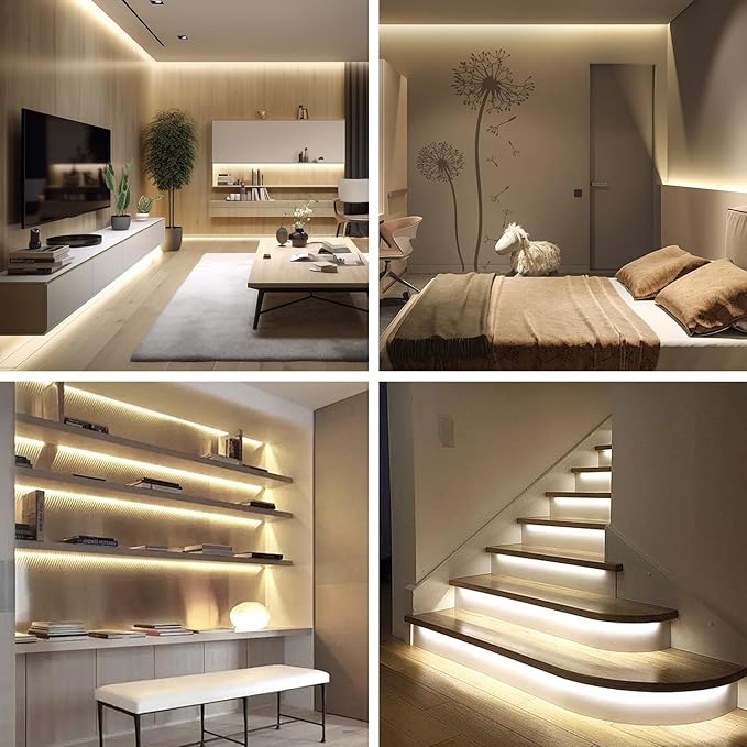 COB LED Strip Lights 100ft,3000K DC 24V Dimmable Warm White Flexible LED Lights Strip for Bedroom,with Remote and app Control LED Rope Lights for Living Room,Shelf,Cabine,Bed(2 Rolls of 50ft)