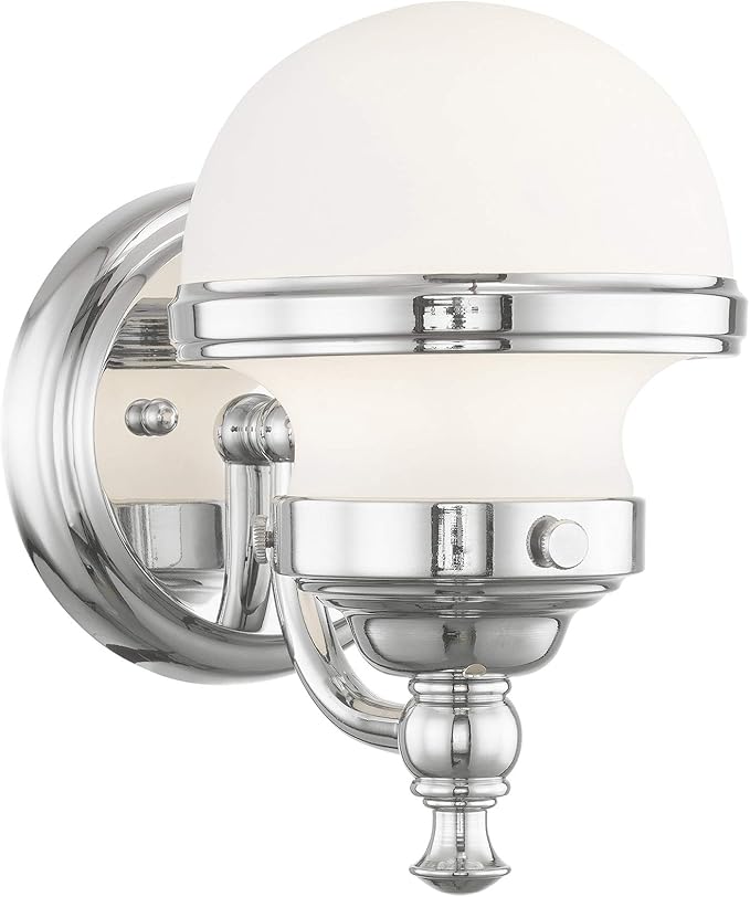 Livex 5711-05 Transitional One Light Bath Vanity from Oldwick Collection Finish, Polished Chrome