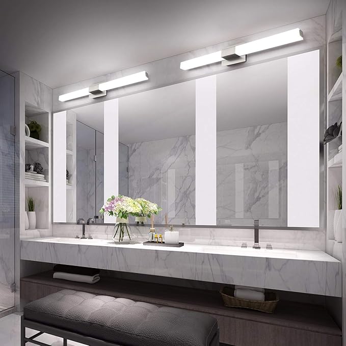 ZUZITO Brushed Nickel Bathroom Light Fixture - Modern LED Vanity Light Bar - 40 inch Bathroom Lighting Fixtures Over Mirror Cool Whtie 6000K