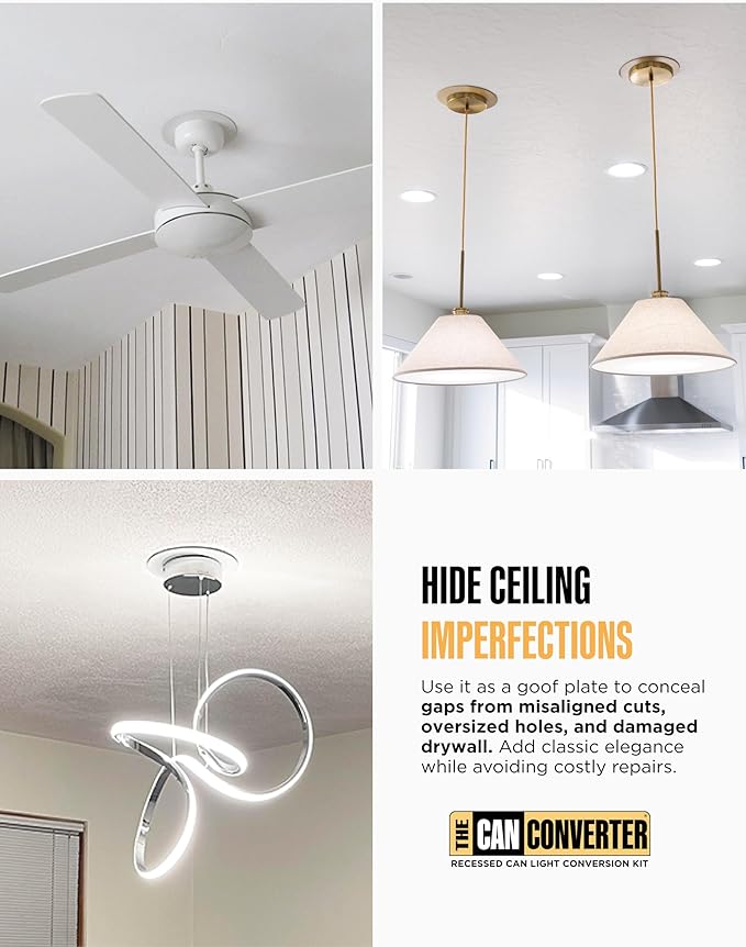 The Can Converter Ceiling Medallion for Recessed Can Light – Home Improvement Decorative Steel Flat Goof Ring & Cover Plate for 5" & 6" Cans, Small Ceiling Medallion for Chandeliers, Oil Rubbed Bronze