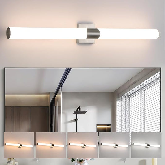 Modern Wall Sconce 39 Ihch Brushed Nickel Bathroom Sconces LED Wall Lighting Fixtures with Acrylic Shade Hardwired Long Vanity Lights Over Mirror for Bedroom Living Room Hallway
