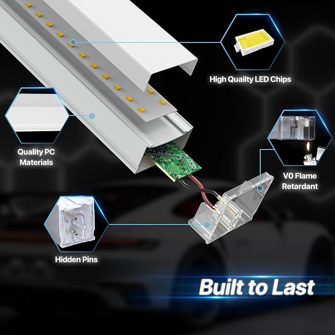 HYPERLITE Gen 2 Hexagon Garage LED Light, Upgraded 3 Level Dimmable 399W 39900LM Super Bright Garage Detailing Lights, 14 Grids Hex Shop Lights, Hexagon LED Lights for Basement, Car Detailing, Gym