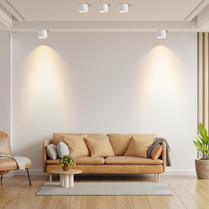 Flush Mount Dimmable Ceiling Light, Modern Close to Ceiling Light Fixtures for Hallway, Closet, 3CCT 2700K-6000K LED Ceiling Light Spot Lights for Living Room Kitchen Entryway Foyer, White, 3 Pack