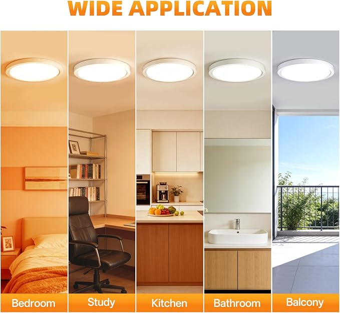 16 Inch 2Pack Super Slim Flush Mount Ceiling Light Fixture,30W 3400LM Dimmable 5CCT Selectable 2700K-5000K Round Light Fixture for Living/Bedroom,Kitchen/Bathroom,Porch &All Indoor Spaces White