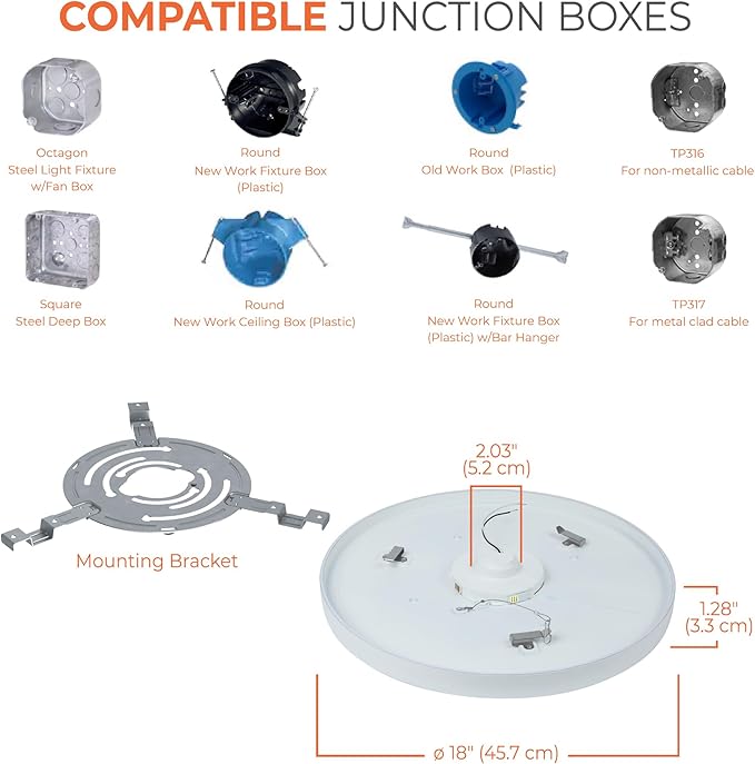 HALO SMX 18-Inch Edgeless Surface Mount LED Downlight w/Selectable Lumens, Color Temperatures, Dimming - Round - SMX18RLSFSD2W