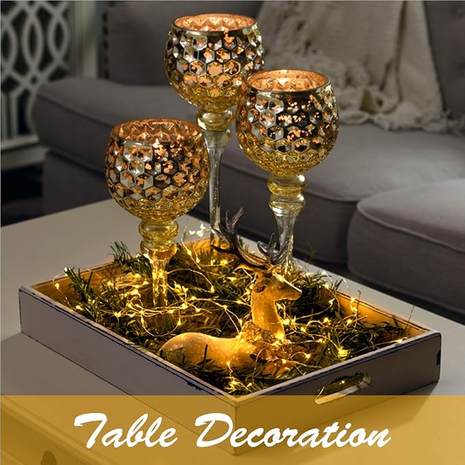 6-Pack 7Ft Starry String Light No Remote Fairy String Lights 20 Micro Starry LEDs On Copper Wire CR2032 Batteries Included,DIY Wedding Centerpiece,Party,Christmas Table Decor (Amber)