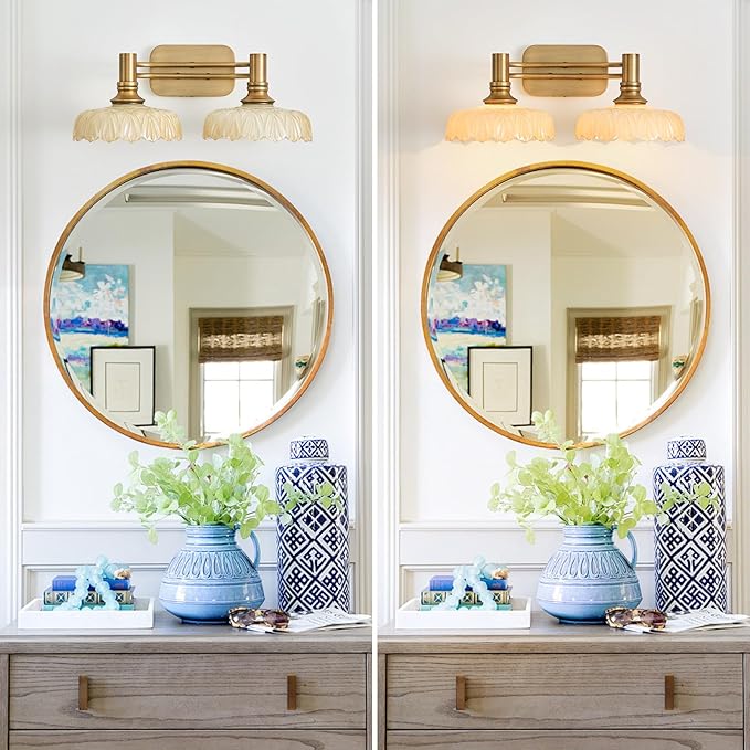 Vintage White 2 Light Bathroom Wall Sconces Vanity Lights for Kitchen Dining Room Bedroom Hallway