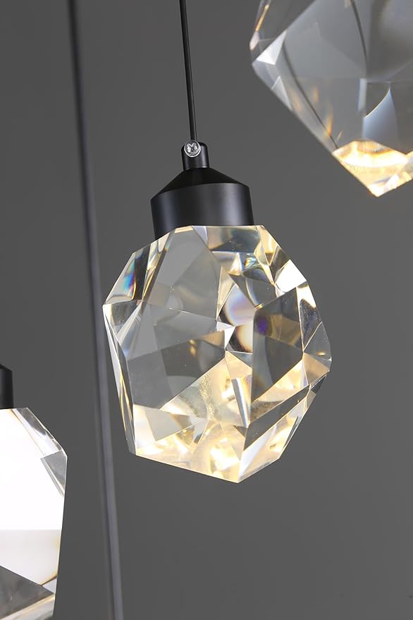 Modern Pendant Lights Kitchen Island, Mini Black Pendant Light, Led Small Crystal Chandelier for Dining Room 3000K-6000k,5W
