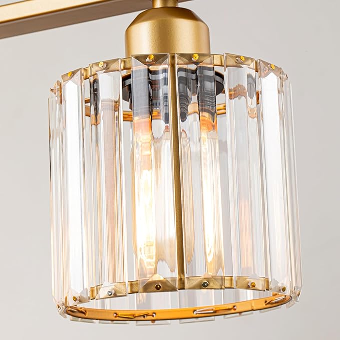 36" Chandeliers for Dining Room, Brass Pendant Lights Kitchen Island Lighting, 5-Light Gold Dining Room Light Fixture Chandeliers over Table Brushed Gold Island Lights for Kitchen, K9 Crystal Shades
