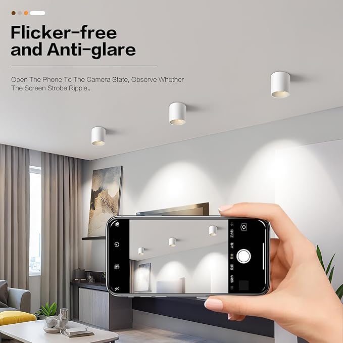 OKELI Modern LED Cylinder Ceiling Lights, White Dimmable Hallway Living Room Kitchen Flush Mount Ceiling Lamps COB 20W 4000K 3Pack