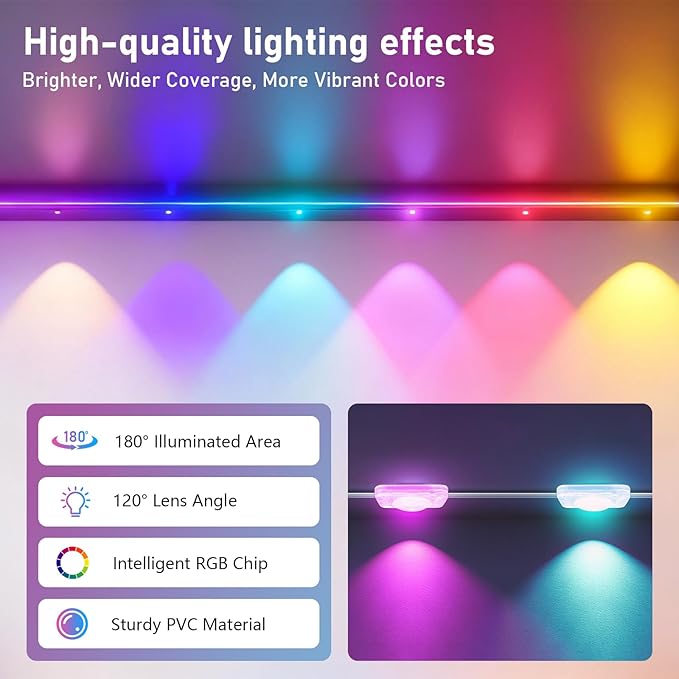AHAWILL 50FT Christmas Permanent Outdoor Lights,RGB Eaves Lights with App & Remote Control,DIY Multi-Color Scene Modes,IP67 Waterproof,Outdoor Strings for House,Holiday Decorations for Christmas