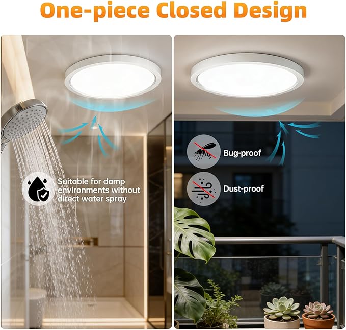 7 Inch 2Pack Super Slim Flush Mount Ceiling Light Fixture,18W 1400LM Dimmable 3CCT Selectable 3000K-6000K Round Light Fixture for Living/Bedroom,Kitchen/Bathroom,Porch &All Indoor Spaces White