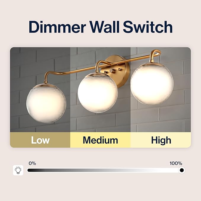 JONATHAN Y 25" Gold Painting Modern Globe Wall Sconce Vanity Light for Bathroom, White Frosted Glass Shade, Midcentury Parisian Bistro Wall Lamp, LED Bulb Included (JYL3536A)