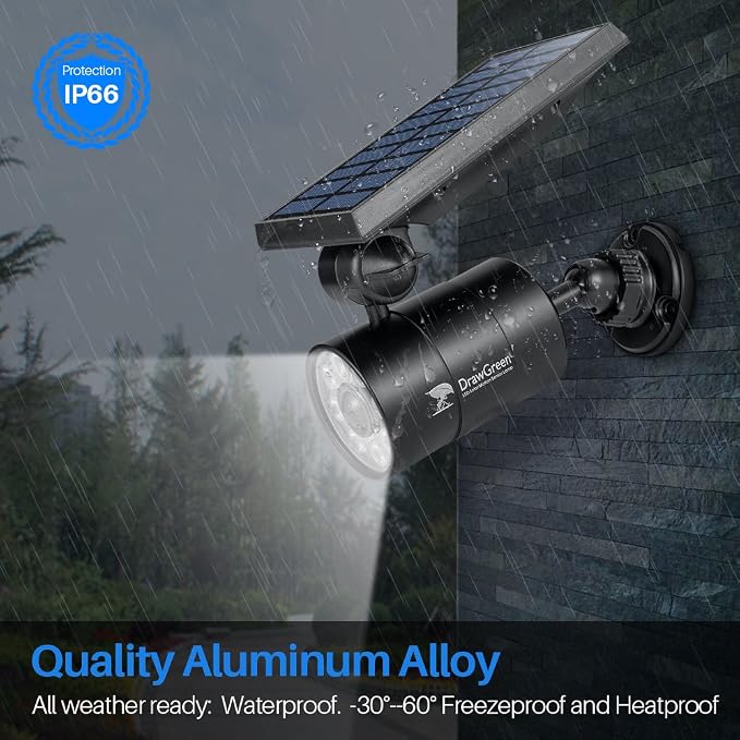 Solar Motion Lights for Outside Aluminum case(Not plastic), Outdoor Solar Flood Security Spot lights 1400LM 9W LED(130W Equ.) Garden Step Deck Patio Post Porch, 100-Week FREE Refund/Replacement(Black)