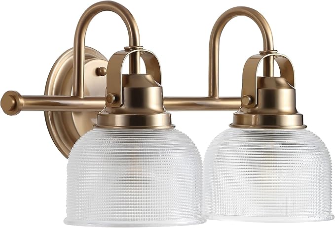 JONATHAN Y 17.25" Chrome Modern Bathroom Vanity Light, 2-Light LED Wall Sconce, Clear Glass Bell Shade for Mirror Hallway Kitchen, ETL Listed, LED Bulb Included (JYL7408A)
