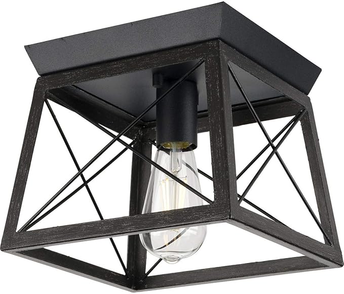 Progress Lighting 1-Light Ceiling Light, Flush Mount Ceiling Light Fixture for Interior Kitchen Lights, Hallway, Bedroom, Living Room, 9.5-Inch by 9.5-Inch, Briarwood Collection, Textured Black