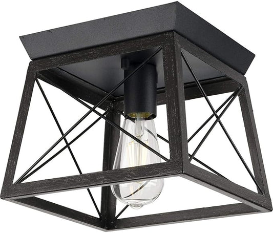 Progress Lighting 1-Light Ceiling Light, Flush Mount Ceiling Light Fixture for Interior Kitchen Lights, Hallway, Bedroom, Living Room, 9.5-Inch by 9.5-Inch, Briarwood Collection, Textured Black