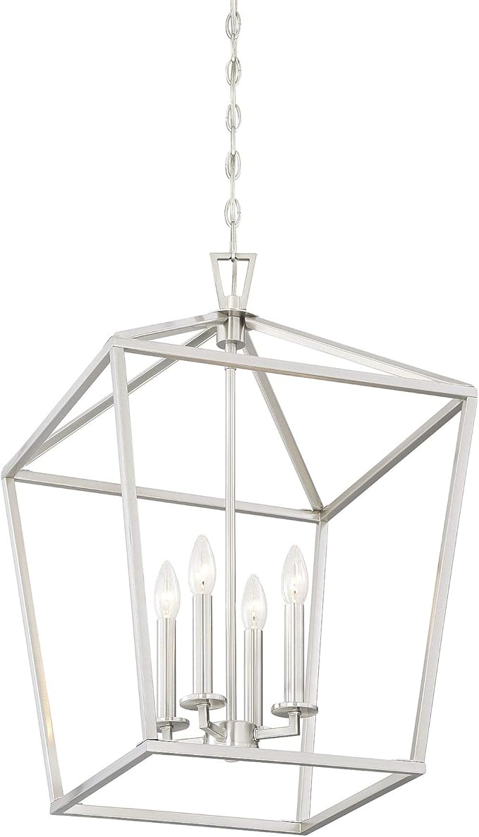 Savoy House 1-321-4-SN Townsend Traditional Open Frame Pendant Light Fixture, 4-Light 240 Total Watts, 26" H x 17" W, Satin Nickel