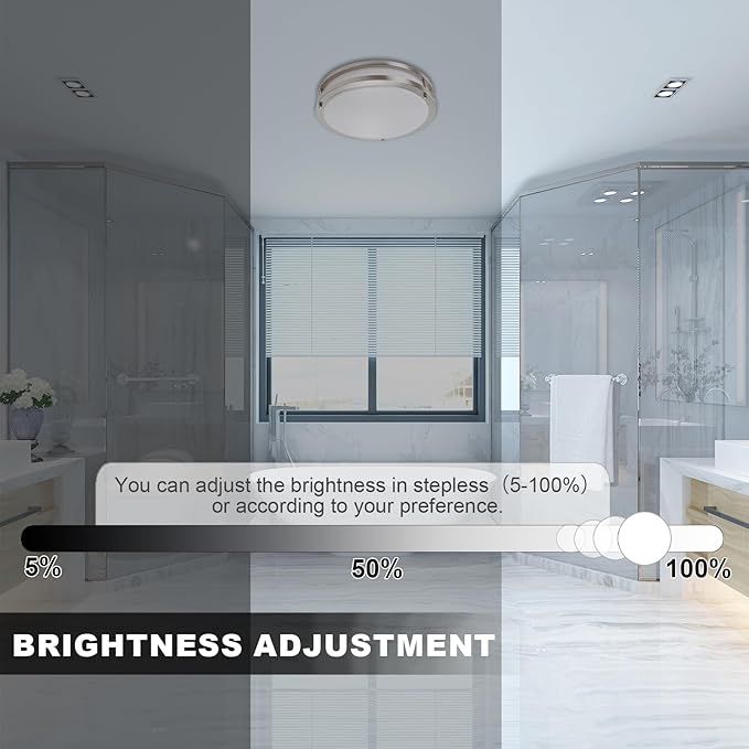 OOWOLF 13.01inch LED Flush Mount Ceiling Light Fixture Remote Dimmable Matte Black, Easy Install LED Ceiling Lamp Without Flicker, Super Bright 36W 3600LM Warm to White Light 2700K to 6500K 2-Pack