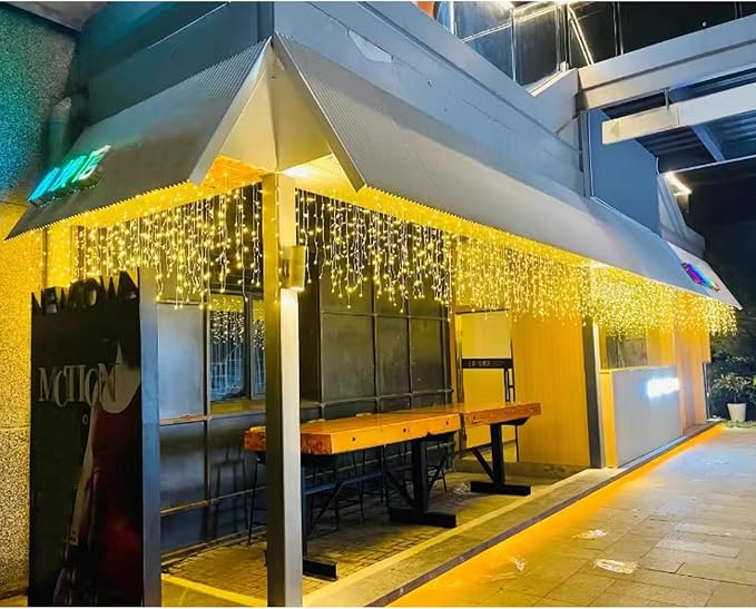 ZIMINGU Icicle Lights Outdoor, 32.8 FT 400 LED 8 Modes Christmas String Fairy Lights with 80 Drops, Twinkle Waterproof Connectable for Roof Balcony Business Park Decor, Warm White, 10M