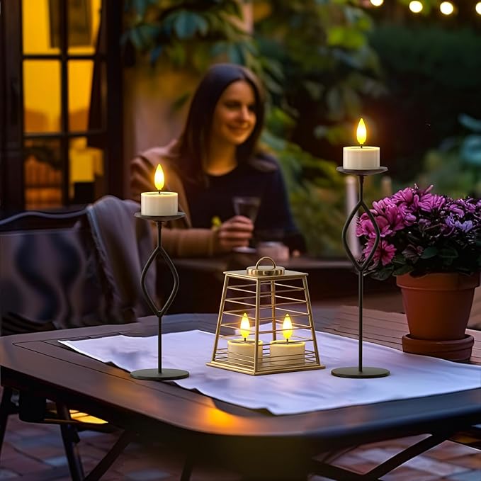 PChero Solar Tea Lights Outdoor Waterproof, 6Pcs Rechargeable Dusk to Dawn Candles, Flameless Flickering LED Votives Candles for Patio Lantern, Garden Decor, Mason Jar, Camping Table, 1.5"x2.1"