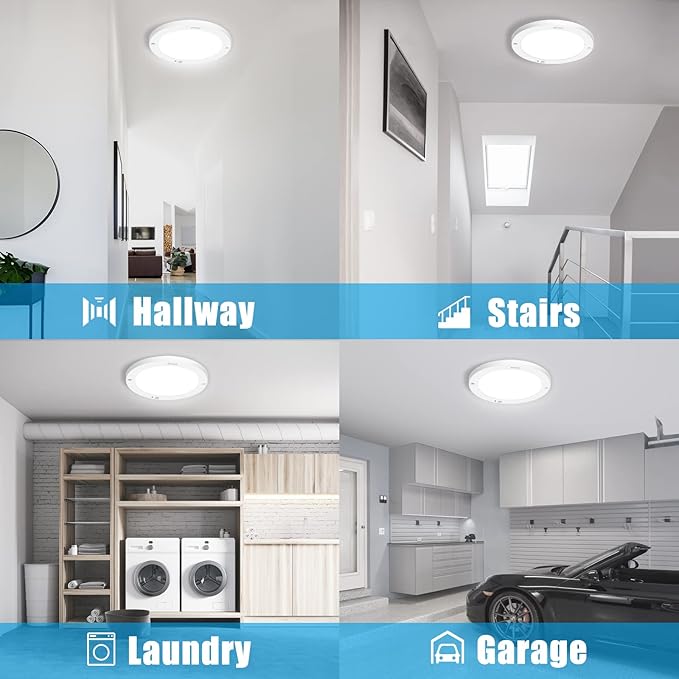 Youtob Motion Sensor LED Ceiling Light 15W 1200LM Flush Mount Round Lighting Fixture for Indoor, Stairs, Closet Rooms, Porches, Basements, Hallways, Pantries, Laundry Rooms(4000K-2 Pack)