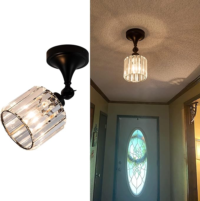 Flush Mount Ceiling Light Fixture Modern Black Entryway Light fixtures Farmhouse Lighting for Porch Hallway Kitchen Bedroom