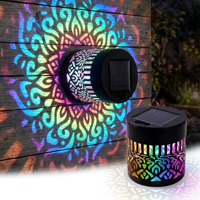 2026 New Decorative Solar Mandala Lights, Solar Mandala Lights Outdoor, Mandala Theme Waterproof Fence Light for Garden, Patio, Deck, Post, Fence Yard Decor (1PC)