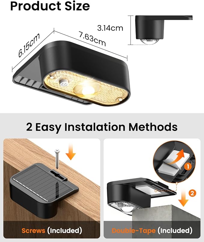 JOFIOS Solar Deck Lights Outdoor 8 Packs, 3000/4000/6000K 3 Modes, Solar Fence Lights outdoor Waterproof, Solar Step Lights for outsidefor Deck, Stair, Step, Fence, Wall, Patio, Yard, Pool and Pathway