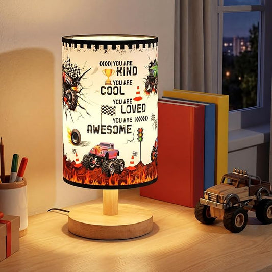 Glooglitter Monster Truck Table Lamp 3 Colors Dimmable Lights 9.72 x 5.12 Inch Monster Truck Bedroom Lamps Kind Cool Loved Bedside Night Light for Desk Birthday Gifts