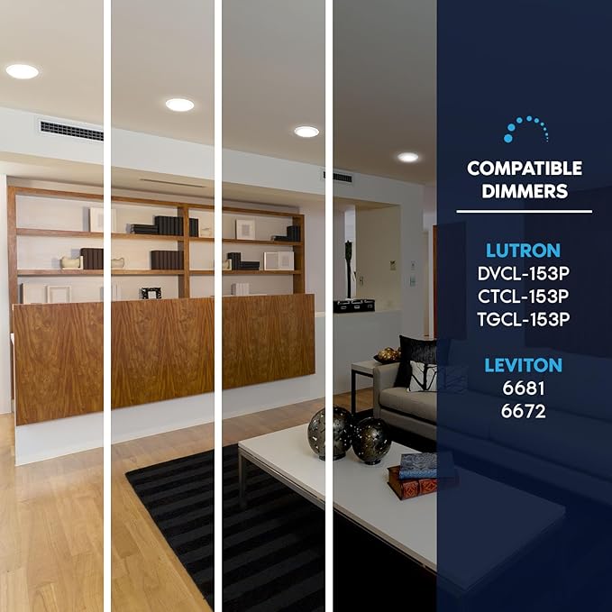 LUXRITE 8 Inch LED Disk Lights, 27W, 5CCT 2700K | 3000K | 3500K | 4000K | 5000K, Flush Mount Recessed Retrofit Ceiling Light, 2000LM, Dimmable, J-Box or 6" Can Install, Energy Star, ETL (4 Pack)