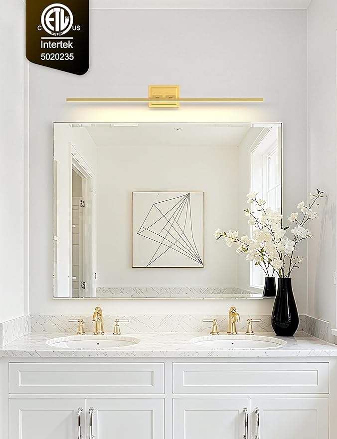 VOLISUN Bathroom Vanity Light 39.4 inch, 24W Dimmable 5CCT Led Bathroom Light Fixture Over Mirror, Gold Bar Vanity Light for Bathrooms-ETL Certificated
