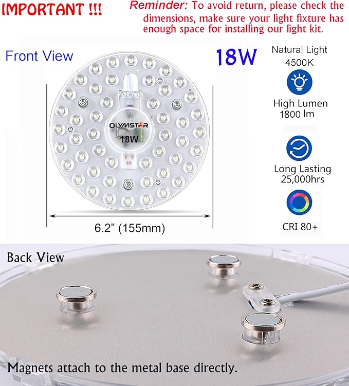 18W LED Kit for Flush Mount Ceiling Light Circle Fluorescent Bulb Replacement,Retrofit LED Light Engine Board Panel, 4500K Natural Light