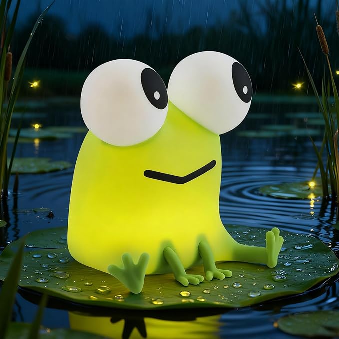 Frog Night Light with Timer Dimmable 3 Brightness 7 Colors Kawaii Frog Lamp Warm Sleep Aid USB Rechargeable Portable Night Lamp Decor for Girl Boy Nursery/Bedroom/Desk/Office