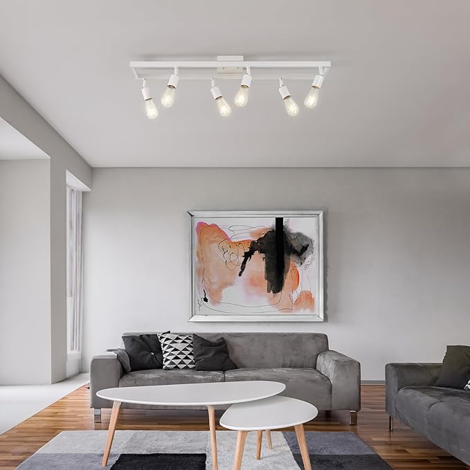 Globe Electric 64000095 36" 6-Light Track Lighting, Matte White, Pivot Sockets, Ceiling Lamp for Bedroom, Kitchen, Hallway, Bathroom, Den, Dining Room, Home Décor