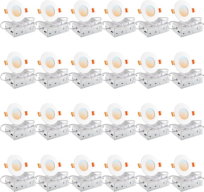 DLLT LED Recessed Ceiling Light: 24 Pack 3 Inch Black Recessed Lighting