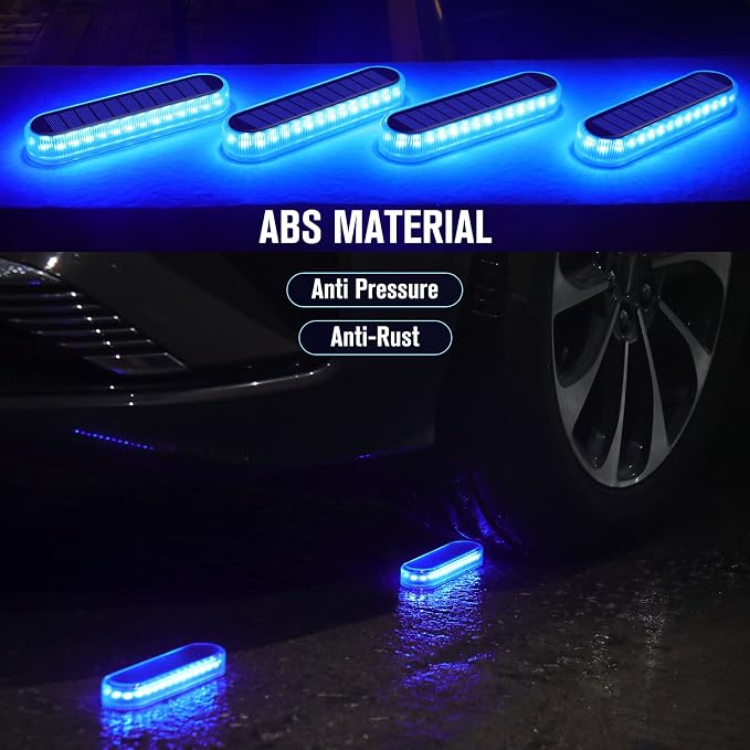 Honalia Solar Dock Deck Lights Outdoor, 6 Pack Blue Solar Step Lights, IP68 Waterproof Solar Powered Driveway Lights for Stair, Sidewalk, Garden, Pathway, Patio, Walkway, Pool