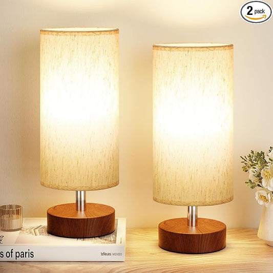 PartageiZ Small Table Lamp for Bedroom Set of 2 - Bedside Lamps for Night Stands, Minimalist Nightstand Light Lamp, Desk Lamps for Reading Room, Kids Room, Living Room, Office, Dorm