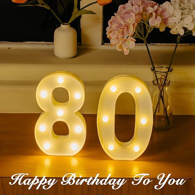 LED Marquee Numbers, Small Light Up Numbers for Party, 8.58 Inch Battery Powered Lighted Number for Birthday, Night Light, Table or Home Decor (Number 8)