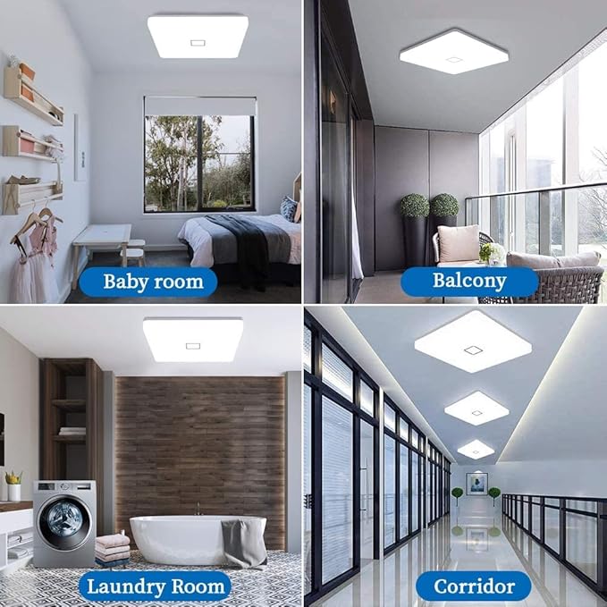 Airand 5000K LED Ceiling Light Flush Mount Ceiling Lamps 18W LED Ceiling Light Fixture,10.6 inch Square LED Light Fixture for Home & Office, Hallway with 180pcs LED Chips, 1800LM, 80Ra+ (Daylight)
