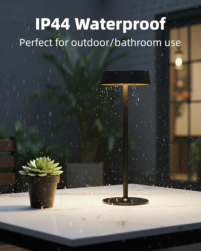 Cordless Lamp, Rechargeable Table Lamp, Battery Operated, RGB Dimmable Touch Control, 3 Color Temperatures, LED Memory Function, Portable Outdoor Waterproof Desk Lamp, Restaurant Dining Patio Kitchen