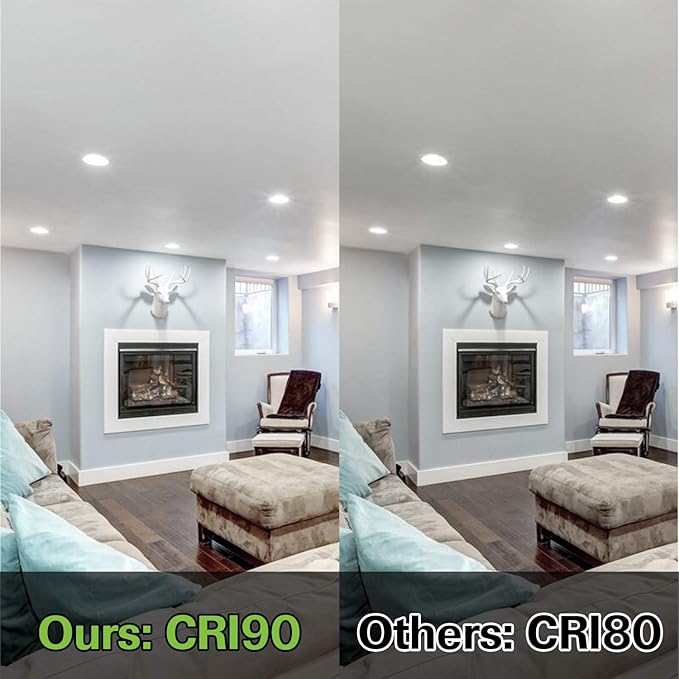 5/6 Inch Selectable CCT LED Disk Light Flush Mount, 3000K/4000K/5000K Adjustable, Dimmable Recessed Retrofit Ceiling Light, CRI90, 1050lm, 15W, Installs Into Junction Box or Recessed Can, 12 Pack