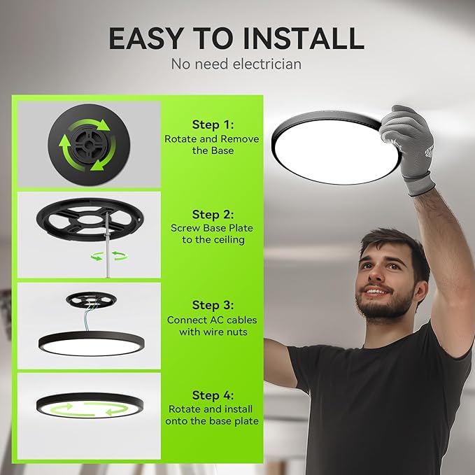 MODERN 4 Pack 28W 3200lm LED Flush Mount Ceiling Light, Super Slim 12 inch LED Ceiling Light, 5000K Daylight LED Ceiling Light for Bedroom, Living Room, Dining Room, Garage and ofice