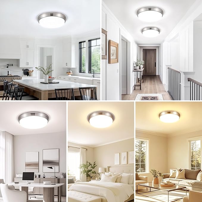 13 Inch Dimmable LED Ceiling Light Fixture, 4000 Lumens Super Bright 36W Flush Mount Ceiling Light, 2700K/3000K/4000K/5000K/6500K Adjustable Modern Ceiling Lamps for Bedroom Kitchen Bathroom, 2 Packs