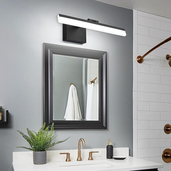 SOLFART 18Inch LED Vanity Light Bathroom Light Fixtures Over Mirror Black Vanity Lights for Bathroom Modern Lighting Fixture ND