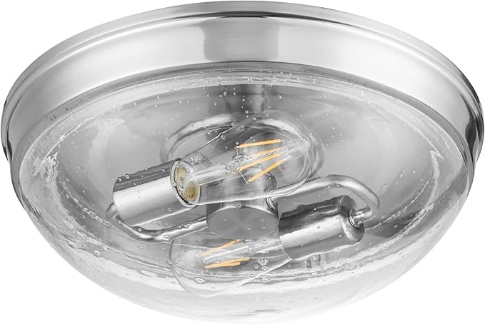 Prominence Home Madalyn 13" Brushed Nickel Flush Mount Seeded Round Glass Ceiling Light - 51542-01