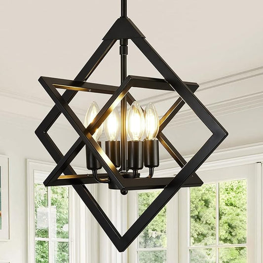 18" Modern Pendant Lights Kitchen Island, 4-Light Black Pendant Light Fixtures, Farmhouse Chandelier Kitchen Island Lighting, Industrial Hanging Pendant Lights for Kitchen Island Dining Room Entryway