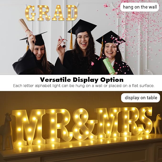 DyingSwan Small Led Marquee Letters, Light Up Letters, 8.58 Inch Led Letter Lights, Battery Powered Lighted Sign for Table, Party, Birthday, Christmas Decor (Letter R)