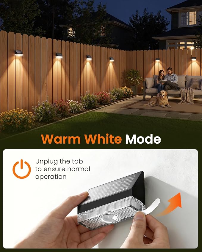 VOLISUN Fence Lights Solar Powered 16 Pack, Dusk to Dawn Solar Fence Lights Outdoor Waterproof with Warm White LED Spot Lens, Solar Light for Fence, Yard, Wall, Backyard, Railing, Deck, and Patio
